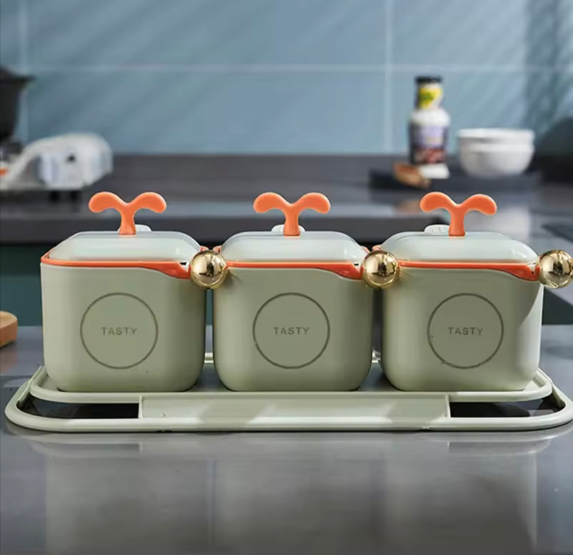 Seasoning Jar Set With Lid, Seasoning Box Organizer, 3 Piece Set Kitchen Containers for Coffee Sugar Or Spice Jar Seasoning Jar Set With Lid, Seasoning Box Organizer, 3 Piece Set Kitchen Containers for Coffee Sugar Or Spice Jar